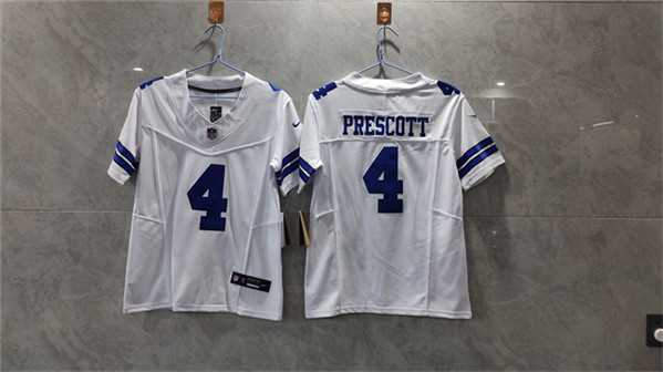 Women%27s Dallas Cowboys #4 Dak Prescott White 2023 F.U.S.E. Limited Stitched Jersey->women nfl jersey->Women Jersey